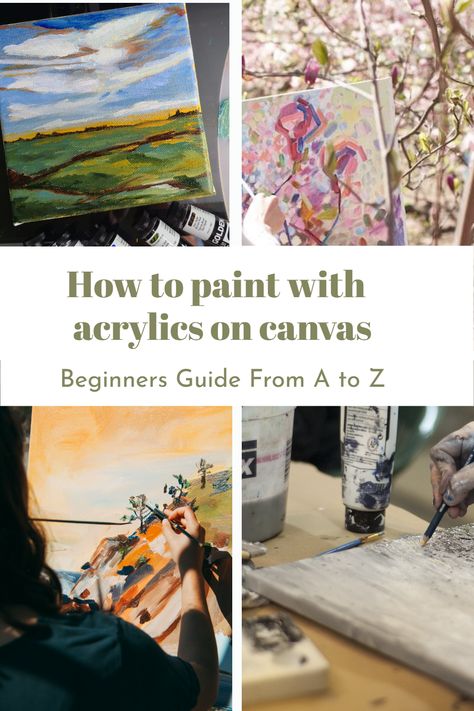 acrylic canvas painting guide Beginners Painting Guide, Acrylic Painting How To, Acrylic Tutorials Painting, How To Paint Acrylic, Paint With Acrylics For Beginners, How To Paint With Acrylics, Acrylic Painting Beginner, Acrylic For Beginners, Beginning Painting