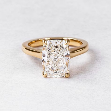 Just a love note to say: She's live Online! 💍 Online one available ❤️ link in bio x P.s Ready to ship rings require 7-10 working days to size to your finger size before shipping it to you. Yellow Gold Solitaire Engagement Ring, Elongated Cushion Cut, Cathedral Setting, Gold Solitaire Engagement Ring, Elongated Cushion, Yellow Gold Solitaire, Cushion Cut Moissanite, Cushion Cut Diamond, Cushion Diamond