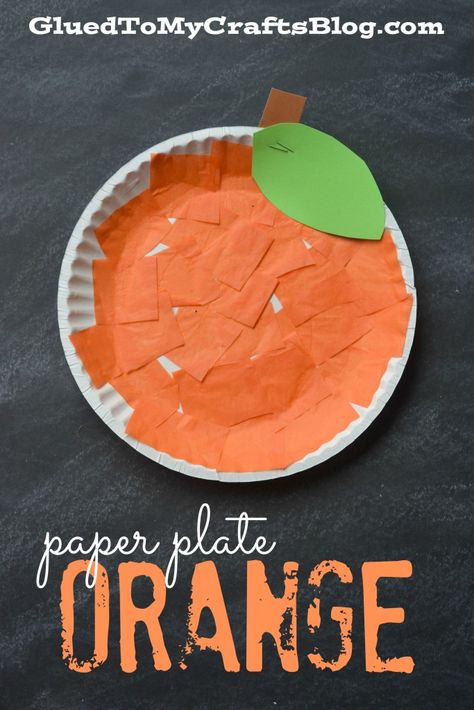 Paper Plate Orange - Kid Craft Orange Fruit Craft, Fruit Craft Ideas, Homeschool October, Fall Storytime, Pumpkin Art Project, Pumpkin Centers, Vegetable Crafts, Maluchy Montessori, Fruit Crafts