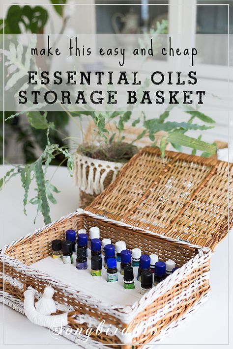 How to make essential oils storage. This essential oils organizer DIY project is super easy and fun. This essential oils organizing basket is cheap, quick and not complicated at all. Keep your oils safe and secure with this essential oils storage DIY. Storing Essential Oils Storage Ideas Diy, Storing Essential Oils Storage Ideas, Essential Oil Storage Diy, Essential Oil Storage Ideas Diy, Essential Oil Organization Storage, Essential Oils Storage Ideas, Make Essential Oils, Essential Oil Organizer, Essential Oils Storage