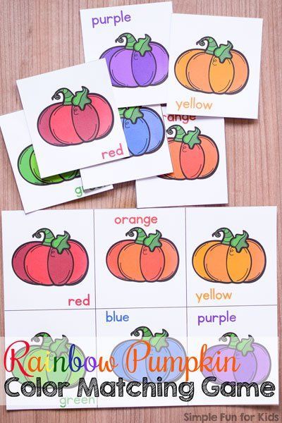 Toddlers can learn and review colors with this printable Rainbow Pumpkin Color Matching Game! Simple, large cards and just a few matches, perfect for little hands and minds. Halloween Games For Toddlers, Color Matching Preschool, Fall Pumpkin Activities, Pumpkin Lesson Plans, Pumpkin Activities Preschool, Pumpkin Lessons, Pumpkins Preschool, Rainbow Pumpkin, Thanksgiving Games For Kids