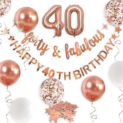 Rose Gold Forty & Fabulous Happy 40th Birthday Banner Garland Foil Balloon 40 for Rose Gold Pink Womens 40th Birthday Hanging Cheers to 40 Years Old Birthday 40 and Fabulous Birthday Party Decorations : Amazon.ca: Health & Personal Care 90th Birthday Banner, 60th Birthday Banner, 40th Birthday Banner, 50th Birthday Banner, 30th Birthday Banner, 90th Birthday Decorations, 60th Birthday Decorations, Birthday Decorations For Men, 50th Birthday Party Decorations