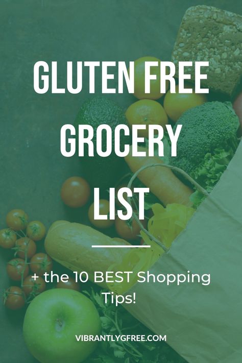 Overwhelmed by the Gluten Free Diet? Great for gluten free beginners, this gluten free grocery guide and printable gluten free list will simplify your next trip to the grocery store. Find more safe gluten free foods and options! Click through to get these insider tips to gluten free grocery shopping! | Vibrantlygfree.com #glutenfree #glutenfreediet #glutenfreefood Gluten Free Shopping List, Gluten Free List, Gluten Free Grocery List, Gluten Free Food List, Free Grocery List, Healthy Gluten Free Breakfast, Gluten Free Items, Gluten Free Brands, Gluten Free Shopping