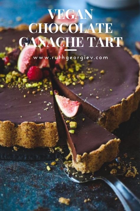 Vegan Chocolate Raspberry Tart, Vegan Chocolate Torte, Dairy Free Chocolate Tart, Vegan Chocolate Tart Recipe, Vegan Fancy Dessert, Fancy Gluten Free Desserts, Gluten Free Chocolate Tart, Vegan Fruit Tart, Gluten Free Tart Recipe