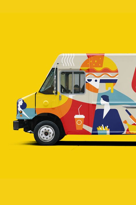 Illustrartion for Food truck Food Truck Illustration Design, Food Truck Graphic Design, Truck Illustration Design, Food Truck Poster, Food Truck Aesthetic, Food Truck Illustration, Food Truck Branding, Food Truck Design Logo, Truck Branding