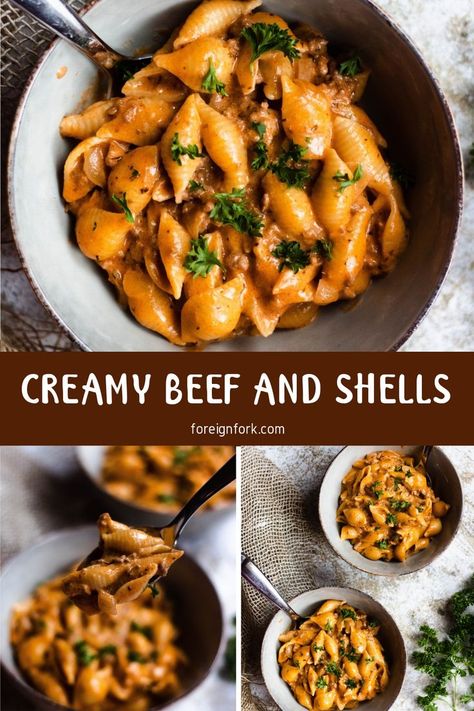 Creamy beef and shells in the Instant Pot is a delicious 30 minute meal! It is made with beef and a creamy tomato sauce, then thickened wtih cream! Creamy Beef And Shells, Beef And Shells, Creamy Tomato Pasta, Instant Pot Pasta Recipe, Instant Pot Cookbook, Creamy Tomato Sauce, Best Instant Pot Recipe, Instant Recipes, Instant Pot Dinner Recipes