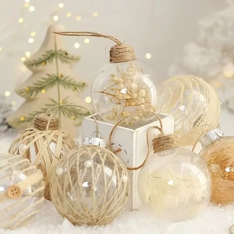 Set Christmas Decoration Transparent Pet Twine Christmas Ball Set Christmas Tree Decoration Ball | Today's Best Daily Deals | Temu Clear Glass Ornaments, Rustic Christmas Tree, Boho Christmas, Chic Christmas, Christmas Ornament Sets, Christmas Party Decorations, Christmas Gift Box, Christmas Ball, Fete Halloween