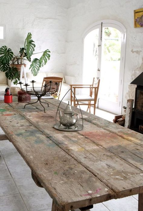 Farmhouse Dining Room Rug, Farmhouse Dining Room Table, Mesa Exterior, Country Furniture, Farmhouse Dining Room, Rustic Table, Dining Room Rug, Menorca, Farmhouse Dining