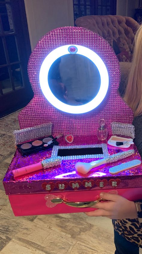 Over The Top Valentines Boxes, Rectangle Valentines Boxes, Valentines Box School, Valentine’s Day Box Ideas For School Taylor Swift, Big Valentines Box Ideas, Vanity Valentines Boxes Diy, Cheerleading Valentines Box Ideas, Valentine Box Contest Ideas, Makeup Valentine Box Ideas