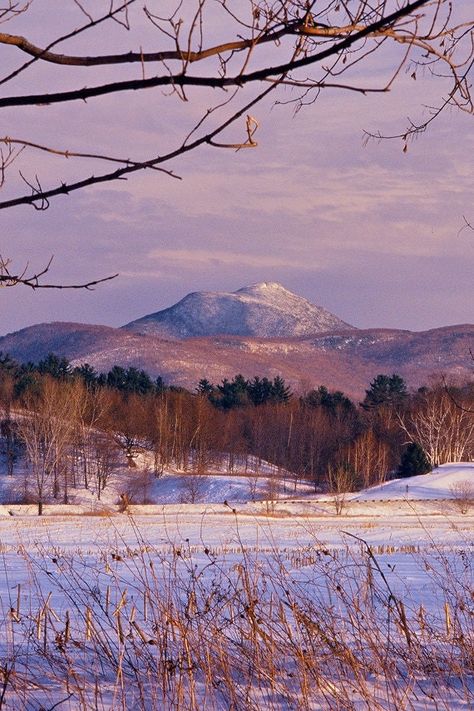 Camel's Hump - the second tallest mountain in Vermont, rises above the snow covered lowlands of Richmond, VT.  Trailing only Mt. Mansfield in elevation, the "Hump" is a favorite hiking destination for both Vermonters and for visitors to the Green Mountains.  This image makes an attractive wall decoration. Green Mountains Vermont, Vermont Photography, Vermont Mountains, Broken Clouds, Vermont Winter, Burlington Vt, Green Mountains, Winter Mountain, Scenic Photos