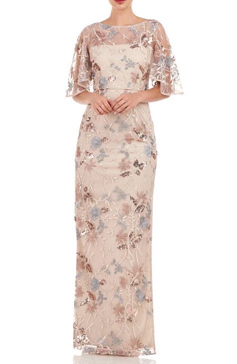 Mother of the Bride or Groom Dresses Mother Of The Bride Dresses Long, Ruffle Gown, Mother Of Groom Dresses, Mob Dresses, Column Gown, Beige Dresses, Women Formals, Gowns With Sleeves, A Line Gown