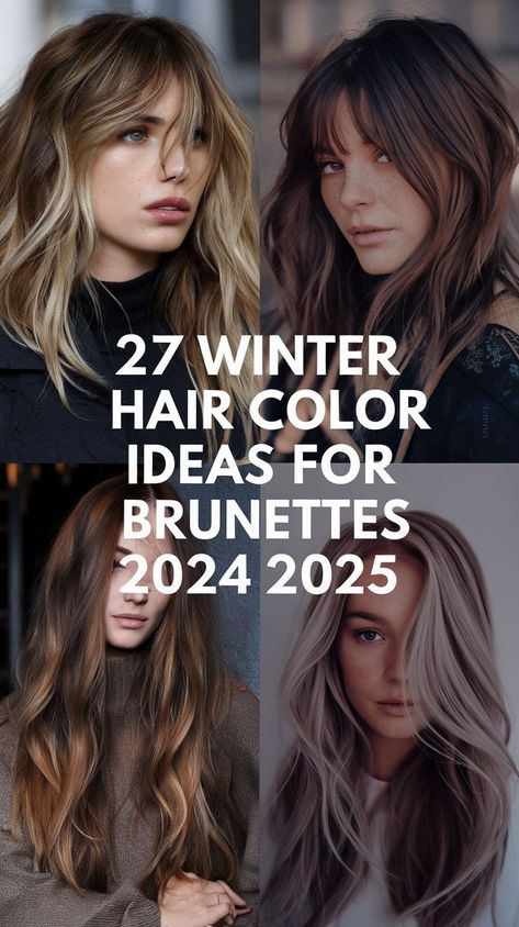 For brunettes wanting a classic yet updated look, caramel caramel highlights money piece is a great choice for winter 2024 2025. These warm tones look stunning on short or long hair, adding brightness and depth. Pair the highlights with a balayage technique for a seamless transition and a pretty, natural look. Caramel Highlights Money Piece, Dark Brown With Caramel Highlights, Hair Colors For Blue Eyes, Pale Skin Hair Color, Winter Hair Color Trends, Brown Hair Trends, Hair Colour For Green Eyes, Winter Hair Trends, Types Of Hair Color