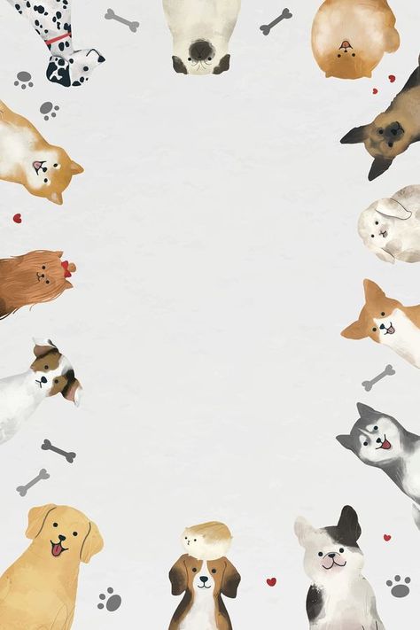 Animal background psd with cute | Free PSD Illustration - rawpixel Animals Doodle, Dog Frame, Dog Wallpaper Iphone, Paw Wallpaper, Dog Background, Iphone Wallpaper Cat, Cute Dog Wallpaper, Cartoon Cats, Dog Frames