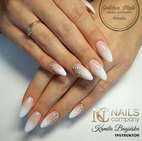 Wedding Nails For Bride Ballerina, White Bride Nails, Nikkah Nails, Bridal Nails French Tip, Bride Nails Wedding Elegant, Bridal Nails French, Bridal Nails Designs, Confetti Nails, Beauty Hacks Nails