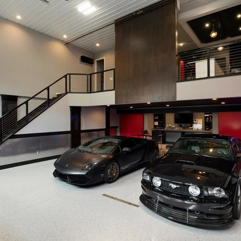 Ultimate man cave and sports car showcase - Traditional - Garage - New York - by TR Design-Build Firm | Houzz Casa Garage, Man Garage, Garage Design Interior, Garage Loft, Casa Loft, Cool Garages, Ultimate Garage, Dream Car Garage, Condo Remodel