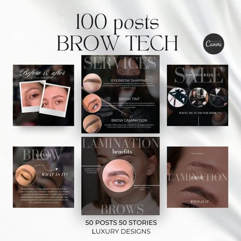 #Brow_Branding #Brow_Technician #Eyebrow_Artist #Tech_Social_Media Brow Branding, Brow Technician, Eyebrow Artist, Tech Social Media, Brow Tech, Brow Studio, Social Templates, Brow Artist, Instagram Canva