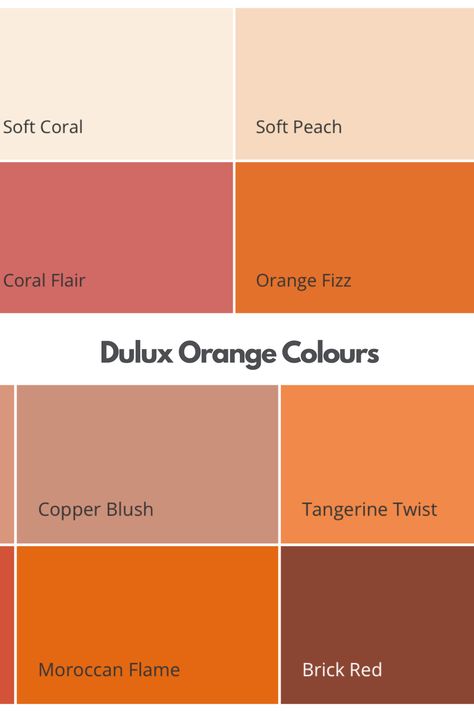 dulux orange paint colours featuring orange paint swatches from the dulux range with soft light peach colours to spicy terracotta colours. Rust Orange Wall Paint, Home Office Orange Walls, Pastel Orange Wall Paint, Orange Hallway Ideas, Orange Hallway Paint, Orange Wall Paint Ideas, Orange Feature Wall, Orange Wall Paint, Living Room Colour Ideas