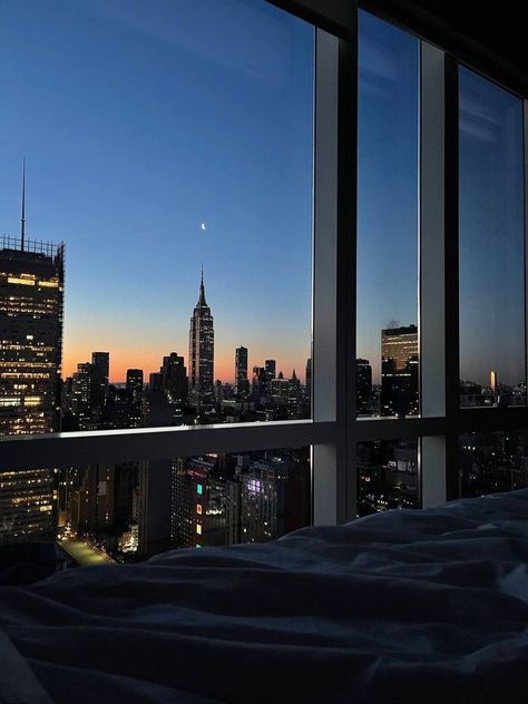 new york sunset City At Night, At Night, The City, New York, Bedroom, Building, Instagram