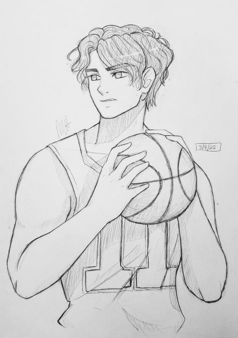 Pencil drawing of a boy holding a basketball in front of him Jesus Drawing, Basketball Drawings, Hipster Drawings, Arte Aesthetic, Výtvarné Reference, Anime Boy Sketch, Animation Art Sketches, Cool Pencil Drawings