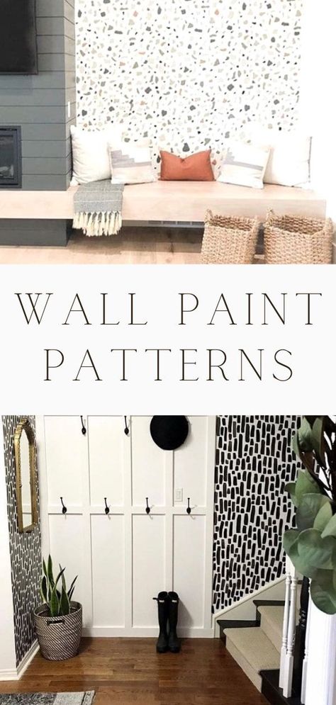 Geometric Wall Paint Patterns, Creative Wall Painting Ideas, Sponge Painting Walls, How To Wallpaper, Geometric Wall Stencil, Diy Wall Design, Wall Stencil Designs, Geometric Wall Paint, Wall Paint Patterns