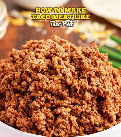 Good Taco Meat Recipe, How To Make Taco Meat Ground Beef, Tacobell Taco Meat Recipe, Best Taco Meat Ever, Tex Mex Tacos Ground Beef, Tacobell Copycat Meat, Beef Taco Filling Recipe, Taco Meat Recipes Mexican, Taco Bell Copycat Recipes Healthy