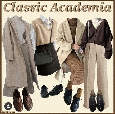 Classic Academia Aesthetic Outfit, Classic Academia Aesthetic, Light Academia Outfit, Classic Academia, Dark Academia Outfits, Glamouröse Outfits, Academia Clothes, Mode Grunge, Academia Outfits