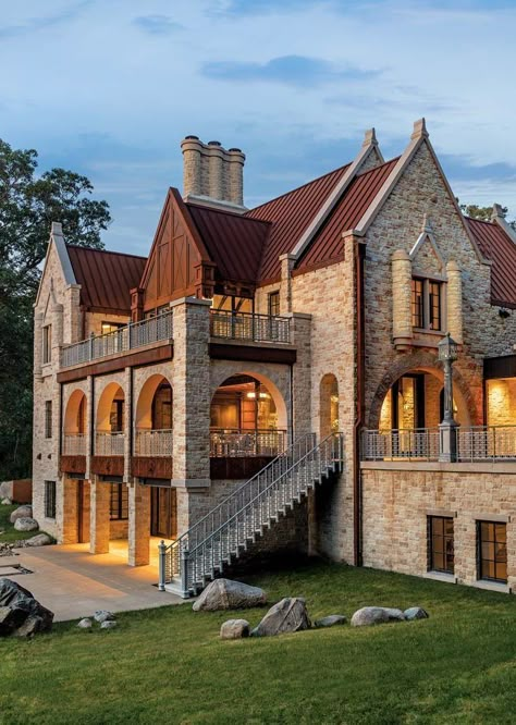 Huntington Manor: Orono’s Famous Modern-Day Castle - Midwest Home Castle Style House, Castle House Modern, Castle House Design, Castle Exterior, House Castle, Modern Castle, Beautiful Exterior, Castle Home, Castle House