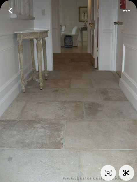 French Flooring Tile, French Farmhouse Tile Floor, Natural Kitchen Floor Tiles, Italian Stone Flooring, French Limestone Floor Kitchen, French Limestone Floor Bathroom, Cottage Floor Tiles, Limestone Floors Kitchen, Stone Tile Entryway