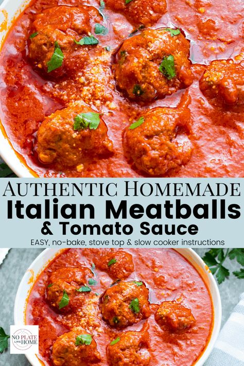 Meatballs Tomato Sauce, Authentic Italian Meatballs, Tomato Sauce For Meatballs, Recipe Meatballs, Homemade Italian Meatballs, Meatballs Recipes, Makanan Italia, Italian Meatballs Recipe, Italian Tomato Sauce