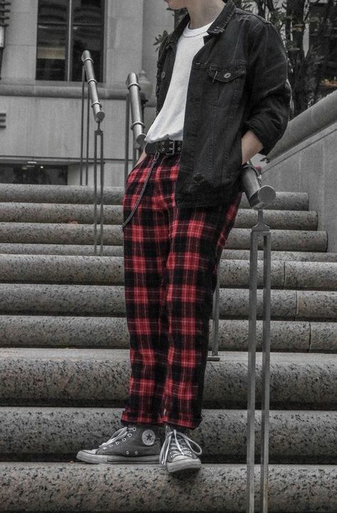 I got so many complements; this romper is adorable! Tomboy Style Outfits Red, Harry Descendants, Mens Plaid Pants, Plaid Pants Outfit, Red Plaid Pants, Pants Ideas, Best Man's Outfit, Winter Pants Outfit, Queer Fashion