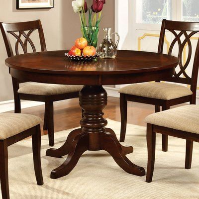 Rosalind Wheeler Beazer Dining Table Round Wooden Dining Table, Cherry Furniture, Round Dining Room Sets, Round Pedestal Dining, Round Pedestal Dining Table, Homes Inside, Round Wood Dining Table, Round Dining Room, Pedestal Dining Table