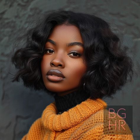 Rock Your Fluff: Mastering the Fluffy Bob Hairstyle for Black Women – Black Girls Hair Rocks Natural Hair Curly Bob, Blowout Hairstyles For Black Women, 70s Black Hairstyles, Natural Blowout Hairstyles Black Women, 90s Bob Black Women, Fluffy Bob Black Women, Beach Wave Bob, Beachy Bob, Wash And Go Natural Hair