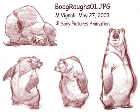 Open Season character design Season Character Design, Bear Character Design, Bear Sketch, Animal Caricature, Open Season, Bear Character, Bear Drawing, Bear Illustration, Animated Animals