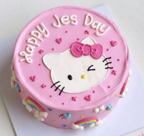 Pink Hello Kitty Cake, Kue Hello Kitty, Tort Hello Kitty, Birthday Cake Funny, Bolo Da Hello Kitty, Bolo Hello Kitty, Cakes Pretty, Cakes Creative, Kitty Birthday Cake