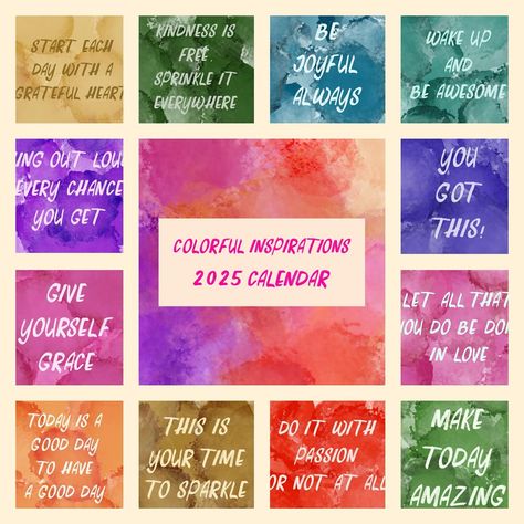 Elevate your space with my colorful wall calendar featuring vibrant alcohol ink backgrounds and uplifting quotes for each month. Perfect for your home or office, this calendar not only keeps you organized but also serves as a daily reminder to embrace positivity and creativity. 🌈 Each month offers a unique blend of colors that will inspire and motivate you throughout the year. Get yours now and make 2025 a year filled with inspiration! Link in bio. . . . #2025Calendar #WallCalendar #Pos... Grateful Heart, Uplifting Quotes, Wall Calendar, Motivate Yourself, Daily Reminder, Wall Colors, Alcohol Ink, A Year, Link In Bio