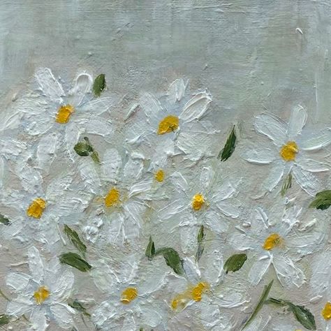 Jan Relf on Instagram: "Victorians held the Daisy as a symbol of innocence and purity, so I used a limited colour palette to emphasise these virtues. I also personally love the simple joy of seeing daisies, a reminder of long, summer days. #daisies #purity #summer #joy #painting #acrylic #flowers #nature" Daisy Colour Palette, Simple Daisy Painting, Daisy Acrylic Painting, Painting Acrylic Flowers, Joy Painting, Painted Daisies, Create Board, Daisy Painting, Simple Acrylic Paintings