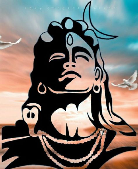 Beautiful Shiva Images, Aadiyogi Shiv Photo Drawing, Adiyogi Shiva Painting Easy, Adiyogi Drawing Outline, Shivan Drawings Easy, Mahadev Line Art, Mahadev Painting Easy, Shiva Drawings, Rama Painting