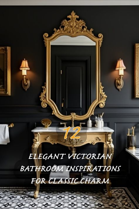 Discover the timeless elegance of Victorian-inspired bathrooms! I'm obsessed with the rich color palette and the opulent details like the majestic mirrors and vintage fixtures. This sophisticated design truly captures classic charm and can be a perfect addition to any home. Explore these inspirations to transform your bathroom into a luxurious retreat! Vintage Fixtures, Japandi Dining Room, Bathroom Color Palette, Organic Modern Kitchen, Vintage Sconces, Modern Farmhouse Living, Victorian Bathroom, Bathroom Design Ideas, Modern Farmhouse Living Room