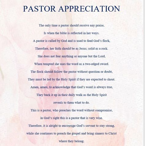 "** PLEASE NOTE THIS POEM WILL NOT BE SHIPPED IT WILL BE DOWNLOADED TO YOUR COMPUTER** S.A.Y. I.T. Expressions \"Share All Your Inner Thoughts\" are original, authentic poems in a variety of frames for all occasions by myself, Michael Lindsey, Sr.  Description: \"Pastor Appreciation\"  *For WOMEN Pastors* This is a wonderful spiritual poem that celebrates women Pastors for Pastor Appreciation.  PLEASE NOTE: This is a Copyrighted Poem I wrote and cannot be reproduced or used without My Consent. T Pastor Appreciation Poems, Pastor Appreciation Quotes, Appreciation Speech, Women Pastors, Easter Poems, Spiritual Poems, Pastor Appreciation Day, Free Poems, Pastor Anniversary