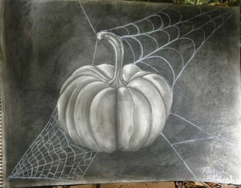 Charcoal Ghost Drawing, Pumpkin Charcoal Drawing, Pumpkin Black And White Drawing, Halloween Charcoal Drawing, Halloween Art Projects For High School, Drawing Pumpkins, Squiggle Art, Ghost Paintings, Pumpkin Sketch