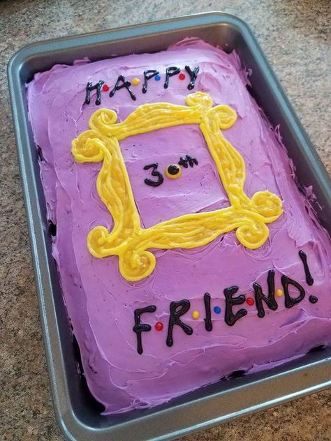 Friends Tv Show Cake Ideas, Friends Tv Show Birthday Cake, Friends 30th Birthday Cake, Friends Tv Show Birthday Party Ideas, Simple Friends Theme Cake, Friends Themed Cake Ideas, Friends Cake Tv Show, Friends Themed 30th Birthday Party, Friends Bday Cake