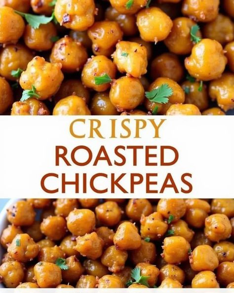 Discover the ultimate crispy roasted chickpea recipe! Learn how to roast chickpeas to perfection for a crunchy, protein-packed snack or salad topper. Roared Chickpeas, Crispy Chickpeas Oven, Toasted Chickpeas Recipes, Chick Peas Roasted, Roasted Chickpeas Oven, How To Roast Chickpeas, Roasting Chickpeas, Chickpea Roasted, Easy Roasted Chickpeas