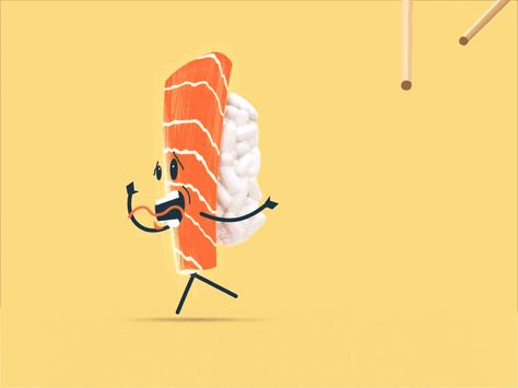 Looping GIFs No.3 — Some of our favourite artists – Medium Sushi Gif, Sushi Character, Sushi King, Jiro Dreams Of Sushi, Sushi Logo, Walk Cycle, Process Map, Vector Animation, Sushi Art