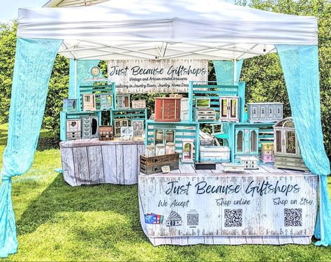 Love the sign on this and the colors. Colorful Vendor Booth, Vendor Setup, Vendor Fair, Treat Business, Friendly Aesthetic, Craft Fair Booth Display, Craft Market Display, Business Things, Fair Booth