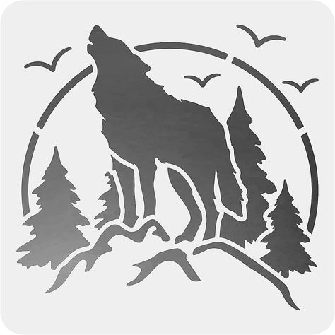 8"x8.5" Clear Plastic Stencil - Wolf (RE186)- | eBay Wolf Stencil, Animal Stencil Art, Stencils Art, Photoshop Keyboard, Glass Etching Patterns, Wood Art Diy, Wolf Silhouette, Clear Plastic Sheets, Wolf Images