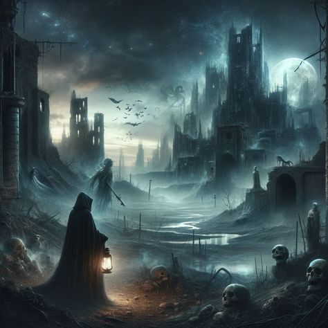 Dystopian Dreams: The Role of Dystopia in Dark Fantasy Fantasy Dystopian Aesthetic, Dystopian Fantasy Aesthetic, Fantasy Dystopia, Dark Fantasy World, Utopia Dystopia, Dystopian Art, Dystopian Aesthetic, Art Scenery, Dnd Inspiration