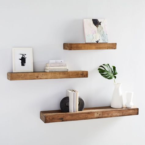 Diy Shelves Design, Diy Shelves Ideas, Shelves Decor, Reclaimed Wood Floating Shelves, Wood Floating Shelf, Floating Shelf Decor, Shelf Decor Living Room, Diy Regal, Farmhouse Shelves