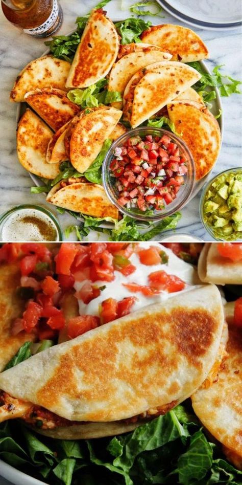 Mini Chicken Quesadillas, Chicken Quesadillas, Deilig Mat, Chapati, Refried Beans, Quesadillas, Melted Cheese, Rotisserie Chicken, Pita