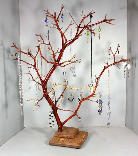 large tree jewelry display | 20 Jewelry Storage Options for a Stylish Display Jewelry Tree Display, Jewelry Tree Stand, Jewelry Storage Diy, Stackers Jewellery, Jewerly Displays, Jewelry Organizer Storage, Display Furniture, Jewelry Tree, Jewelry Card