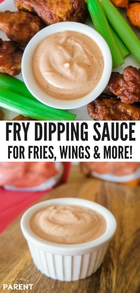 Make an easy Fry Sauce recipe that's just like Freddy's! This copycat recipe is the best dipping sauce for french fries, tater tots, onion rings, wings, and more! It's more than a dip for fries! You need mayo, ketchup, and a secret ingredient for this zesty homemade sauce! Fried Pickle Sauce, Onion Rings Dipping Sauce, Chicken Wing Dipping Sauce, Sauce For French Fries, Onion Ring Sauce, French Fry Sauce, Fry Sauce Recipe, Sauce Burger, Easy Dipping Sauce